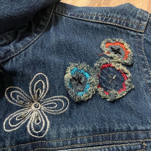 VTG Christopher & Banks Blue Denim Jacket with Floral Embroidery Sz M - Picture 5 of 11